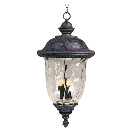 Maxim Three Light Oriental Bronze Water Glass Glass Hanging Lantern 3428WGOB